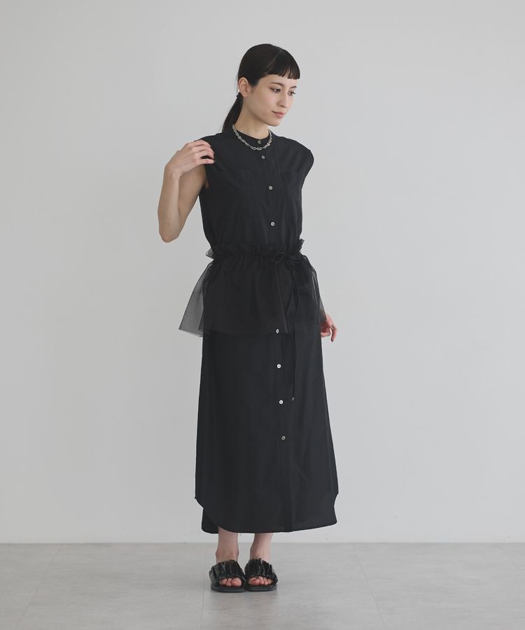 GARAGE OF GOOD CLOTHING「【日本製】チュールラップスカート付ノースリーブワンピースA」|ワンピース|Black