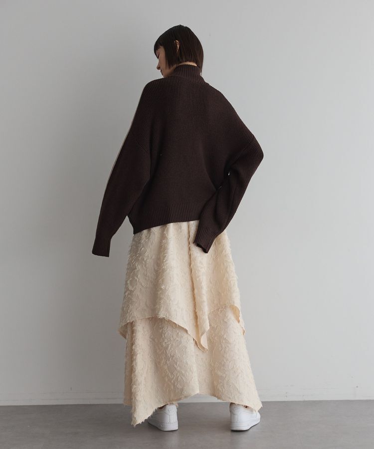 GARAGE OF GOOD CLOTHING「ジャガードオーバーラップロングスカート」|フレア|