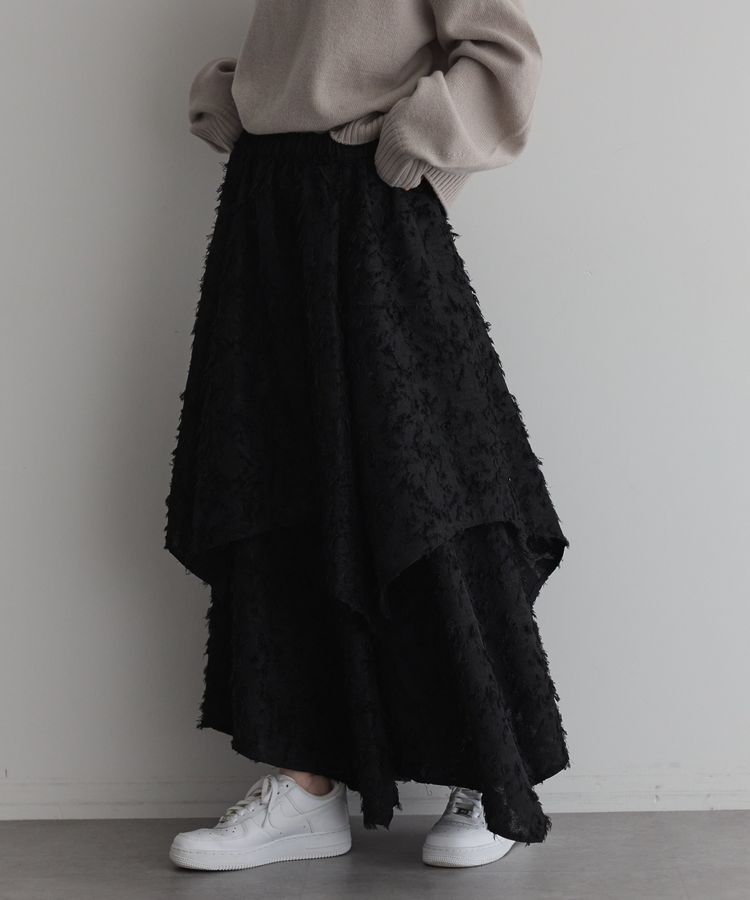 GARAGE OF GOOD CLOTHING「ジャガードオーバーラップロングスカート」|フレア|