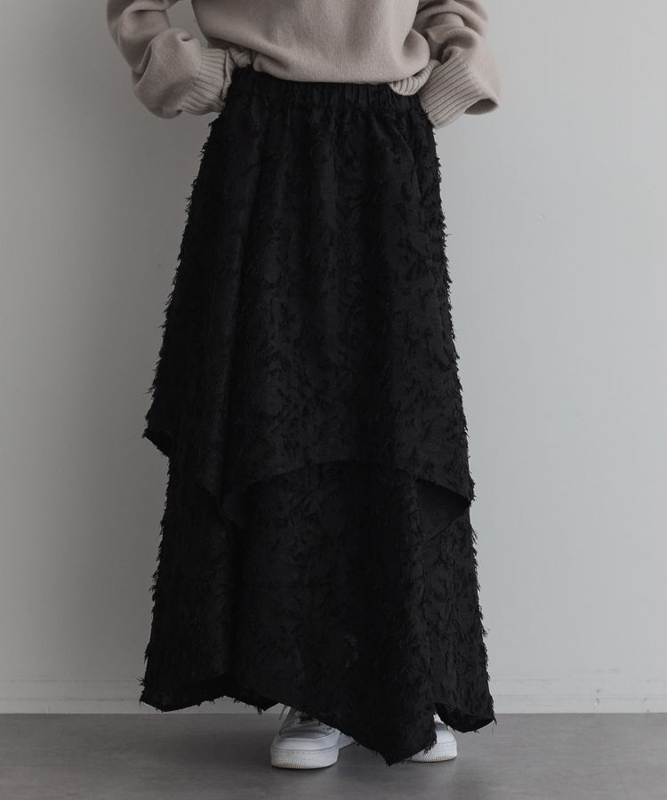 GARAGE OF GOOD CLOTHING「ジャガードオーバーラップロングスカート」|フレア|