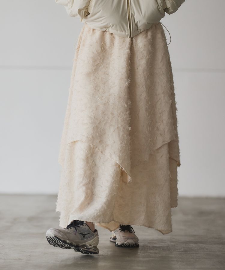 GARAGE OF GOOD CLOTHING「ジャガードオーバーラップロングスカート」|フレア|