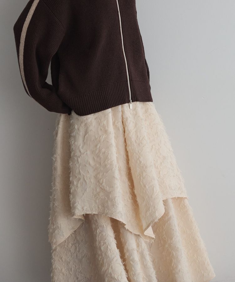 GARAGE OF GOOD CLOTHING「ジャガードオーバーラップロングスカート」|フレア|