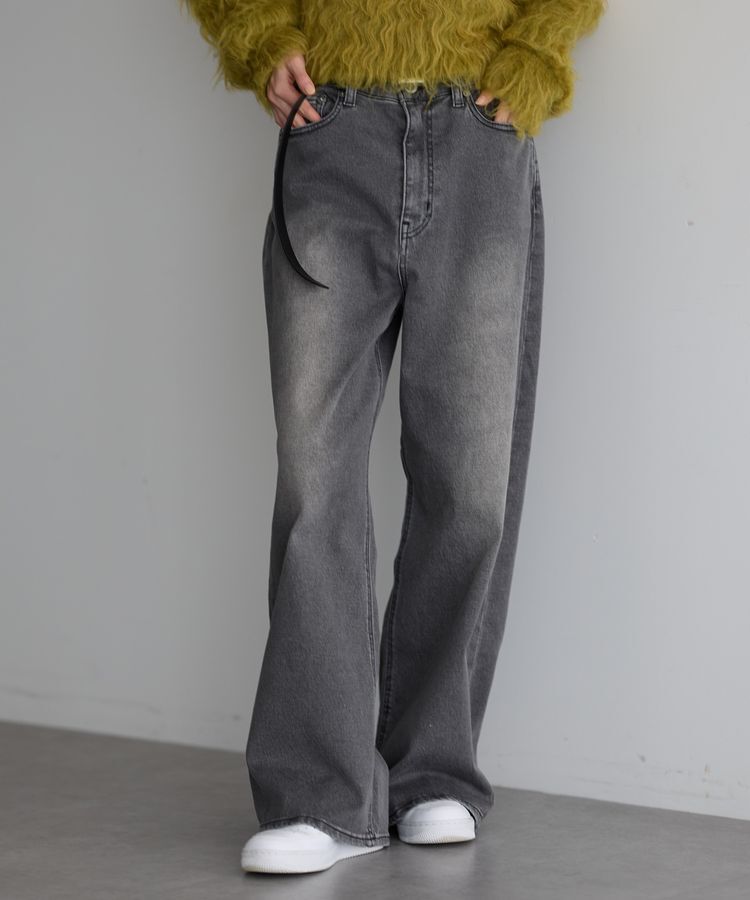 GARAGE OF GOOD CLOTHING「ハイウエストワイドデニムパンツ（グレー）」|デニム|Light Gray