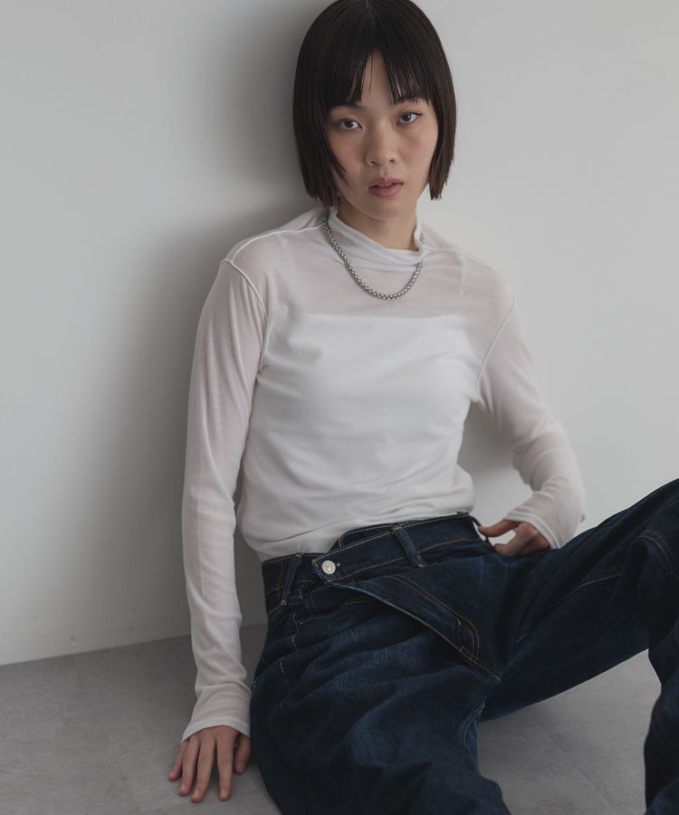 GARAGE OF GOOD CLOTHING「【日本製】無地シアーハイネックプルオーバー」|Tシャツ・カットソー|White