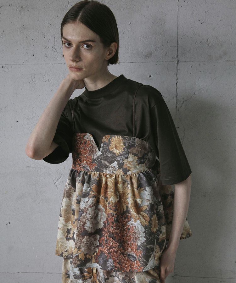 GARAGE OF GOOD CLOTHING「【日本製】ダークフラワープリントキャミビスチェ」|ベスト・ジレ|Dark orange