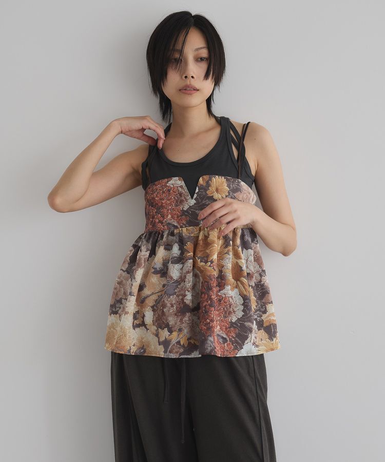 GARAGE OF GOOD CLOTHING「【日本製】ダークフラワープリントキャミビスチェ」|ベスト・ジレ|