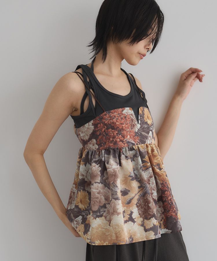 GARAGE OF GOOD CLOTHING「【日本製】ダークフラワープリントキャミビスチェ」|ベスト・ジレ|