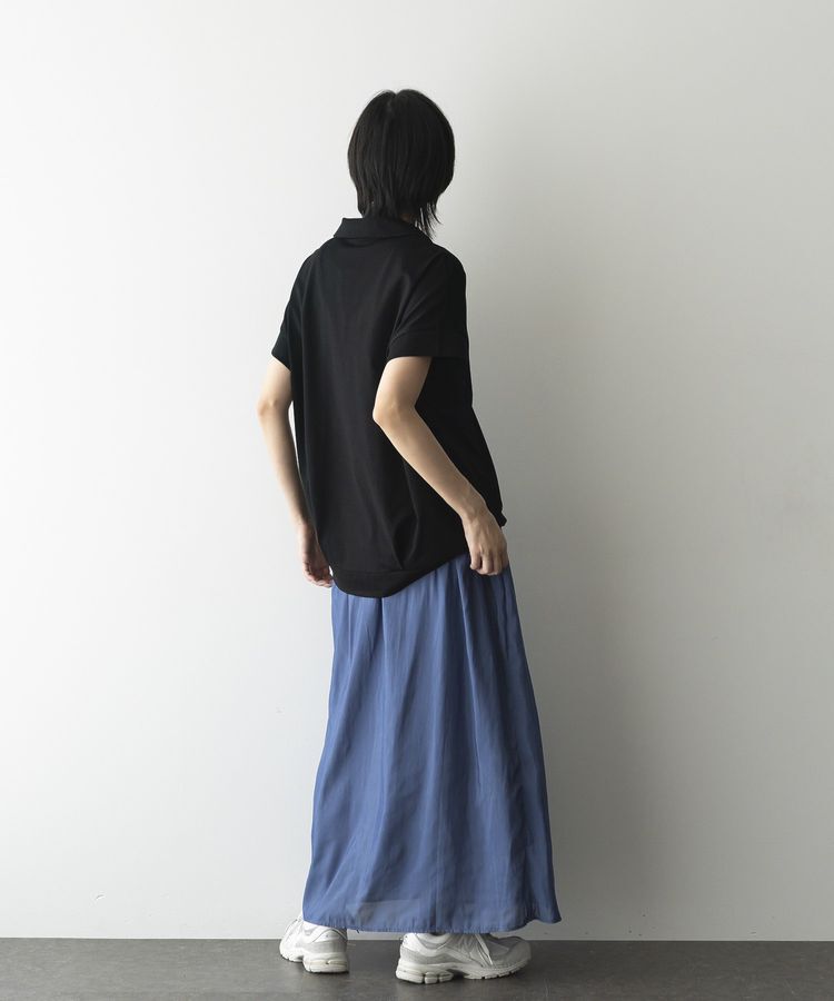 GARAGE OF GOOD CLOTHING「微光沢ギャザーロングスカート」|フレア|