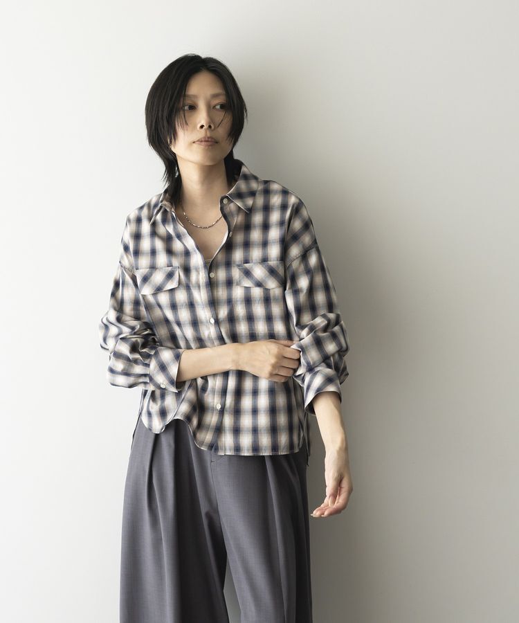 GARAGE OF GOOD CLOTHING「オンブレチェックショート丈シャツ」|シャツ・ブラウス|