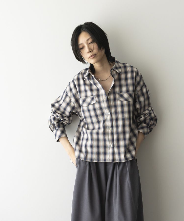 GARAGE OF GOOD CLOTHING「オンブレチェックショート丈シャツ」|シャツ・ブラウス|