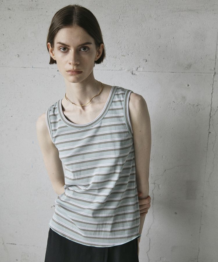 GARAGE OF GOOD CLOTHING「ランダムリブボーダータンク」|キャミソール|Sax
