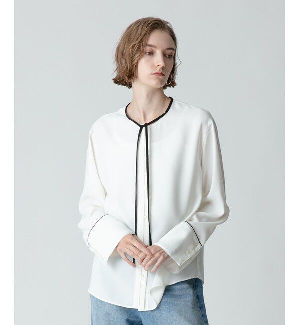 allureville「ジョーゼットホソパイピングブラウス」|シャツ・ブラウス|