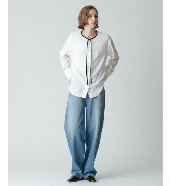 allureville「ジョーゼットホソパイピングブラウス」|シャツ・ブラウス|