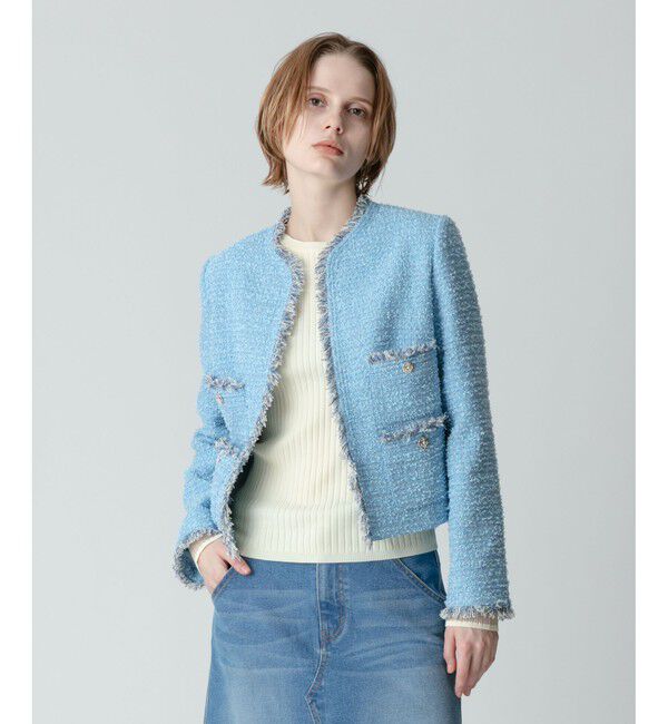 allureville「【セットアップ対応商品】ジオリカラメツイード4ポケットジャケット」|テーラードジャケット|サックス