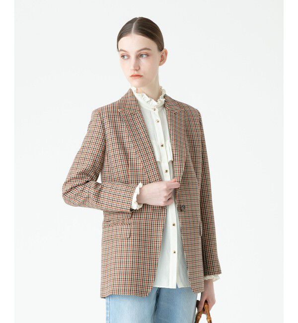 allureville「リオペルチェック1Bテーラードジャケット」|テーラードジャケット|ブラウン
