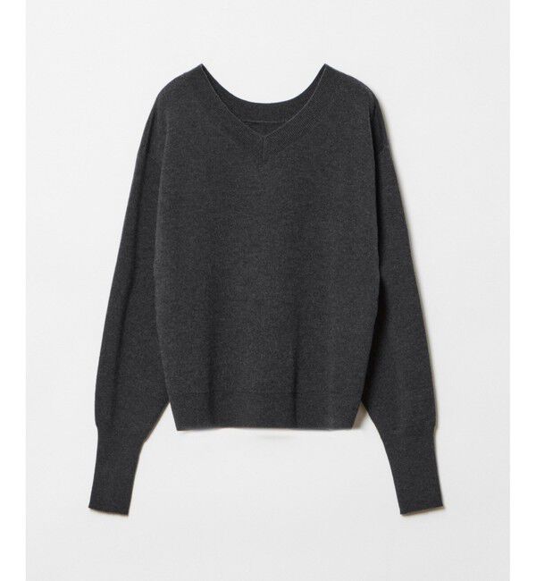 allureville「【セットアップ対応可能】ウールスムース2WAYネックプルオーバー」|ニット・セーター|チャコールグレー