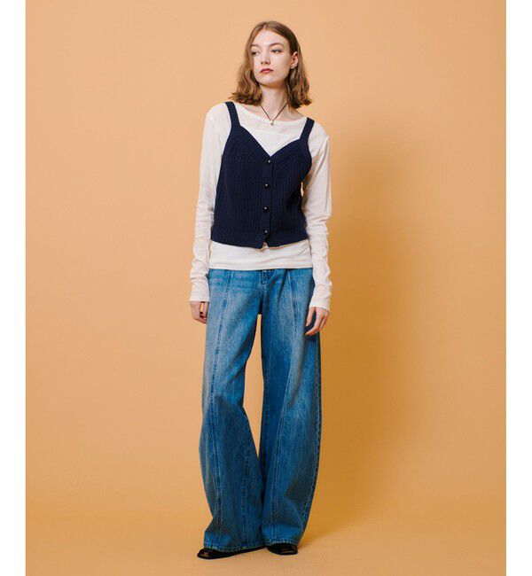 allureville「片畦キャミソールショートジレ」|ニット・セーター|