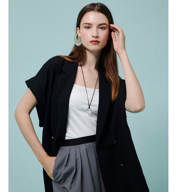 allureville「スラブメッシュフレンチスリーブジャケット」|テーラードジャケット|