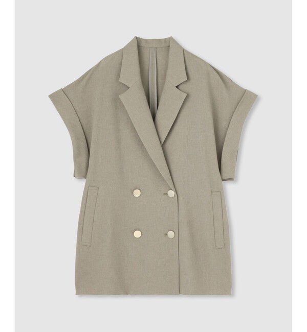 allureville「スラブメッシュフレンチスリーブジャケット」|テーラードジャケット|カーキ