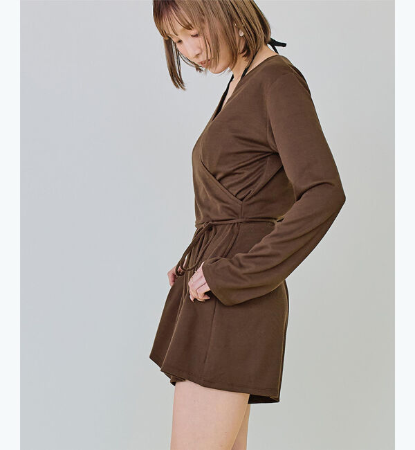 SEA DRESS「細リブカシュクールオールインワン」|コンビネゾン|