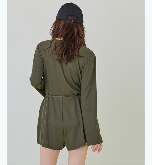 SEA DRESS「細リブカシュクールオールインワン」|コンビネゾン|