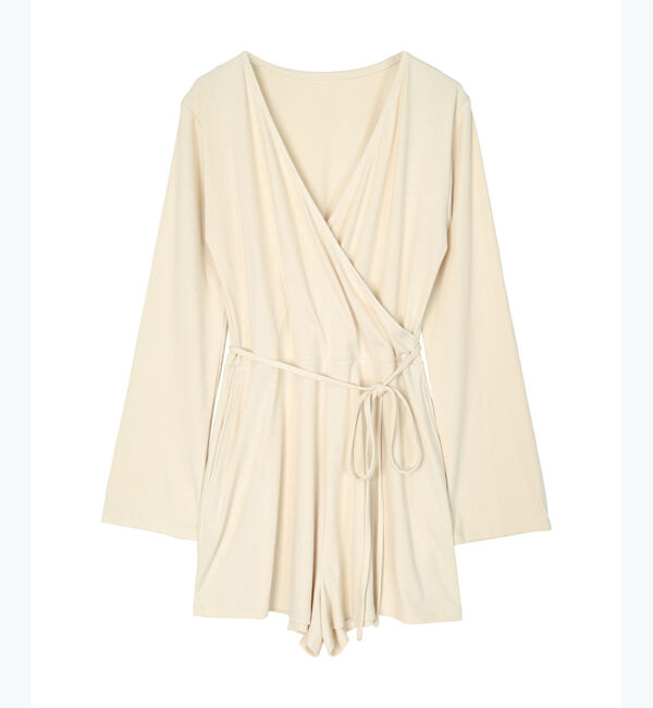 SEA DRESS「細リブカシュクールオールインワン」|コンビネゾン|