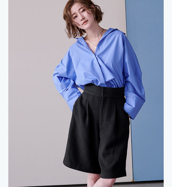 ur's「ツイードハイウエストハーフパンツ」|その他|ブラック