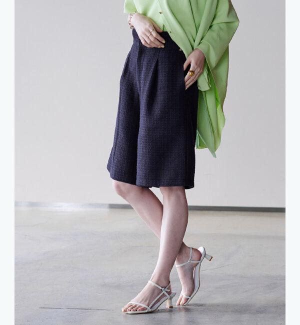ur's「ツイードハイウエストハーフパンツ」|その他|ネイビー
