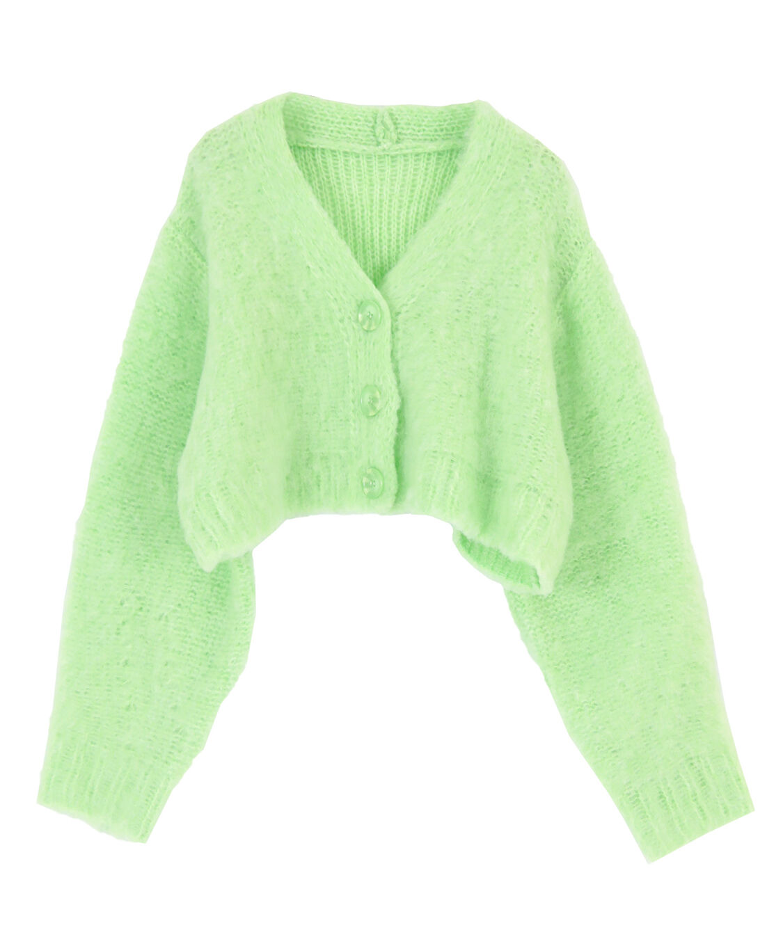 titivate「クロップド起毛ニットカーディガン」|ニット・セーター|アップルグリーン