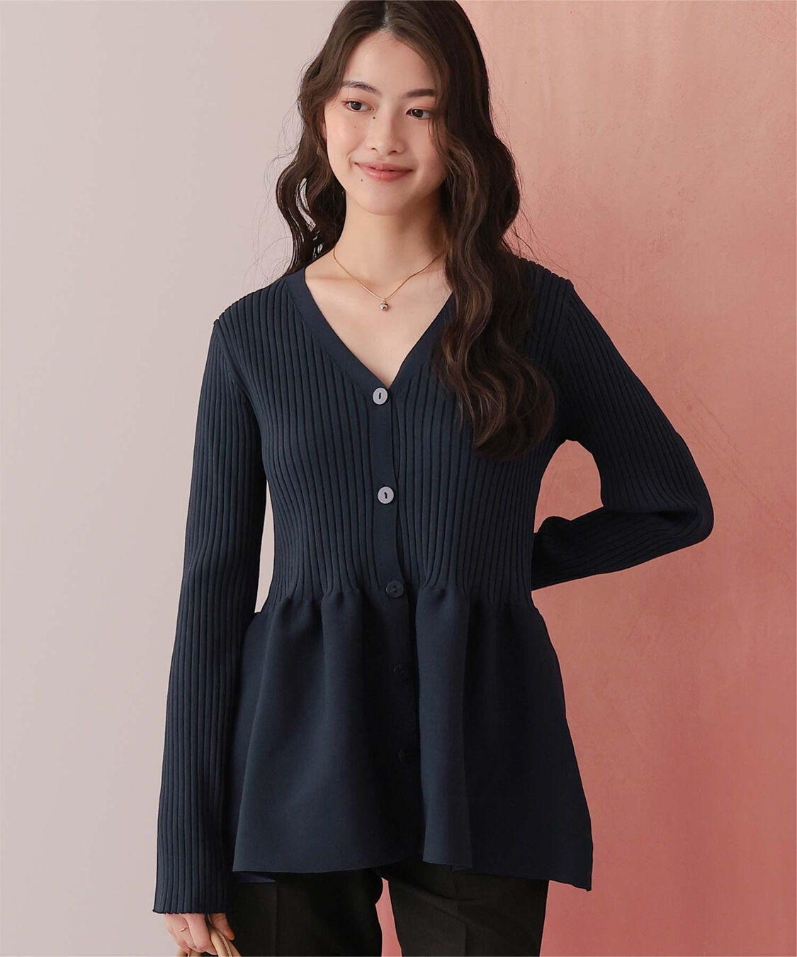 titivate「前後2wayペプラムニットトップス」|ニット・セーター|ネイビー