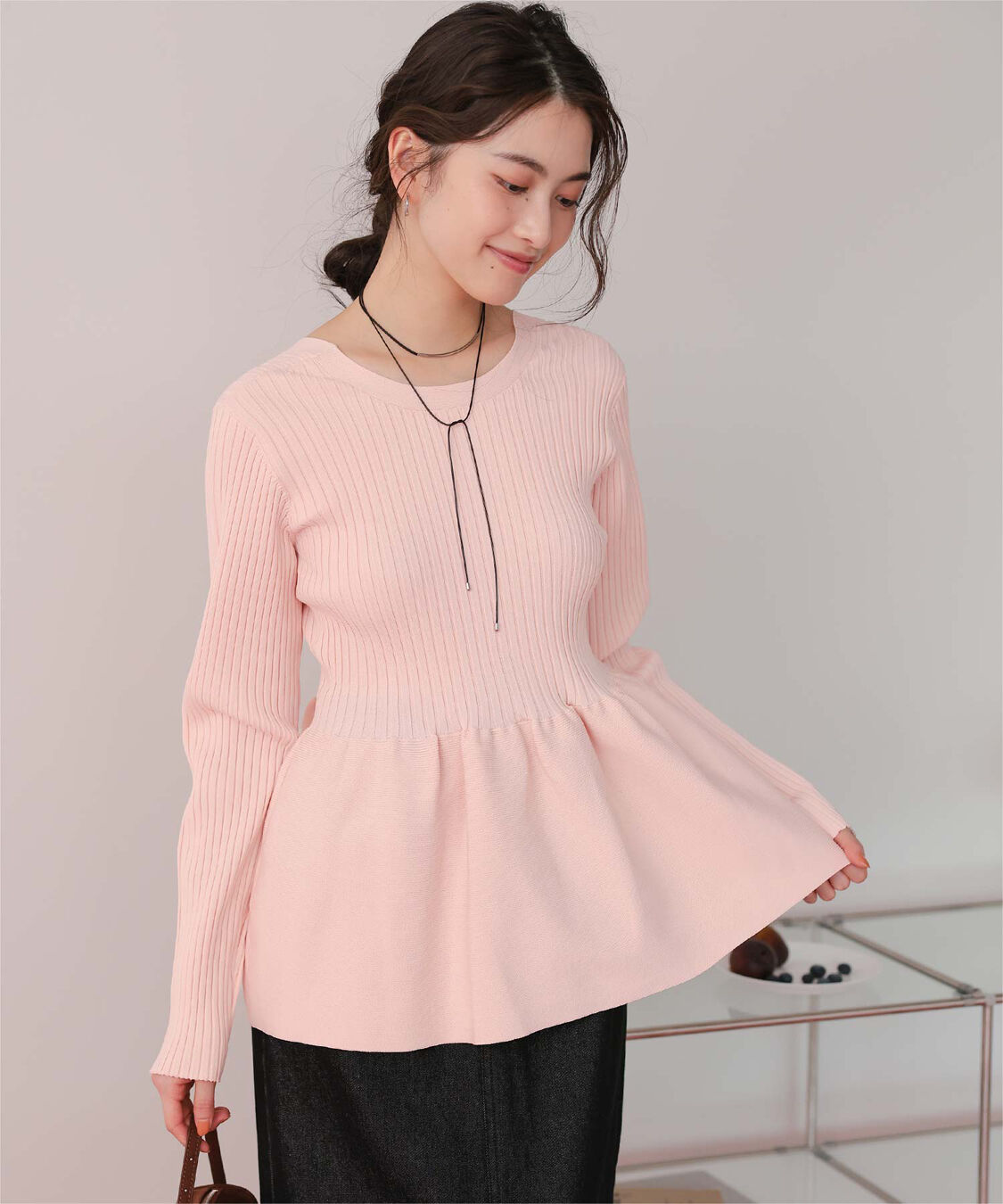 titivate「前後2wayペプラムニットトップス」|ニット・セーター|ピンク