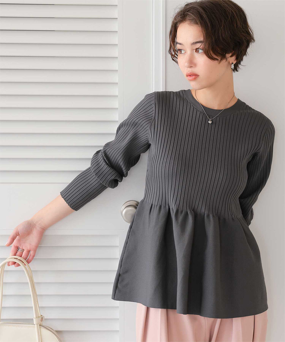 titivate「前後2wayペプラムニットトップス」|ニット・セーター|チャコール