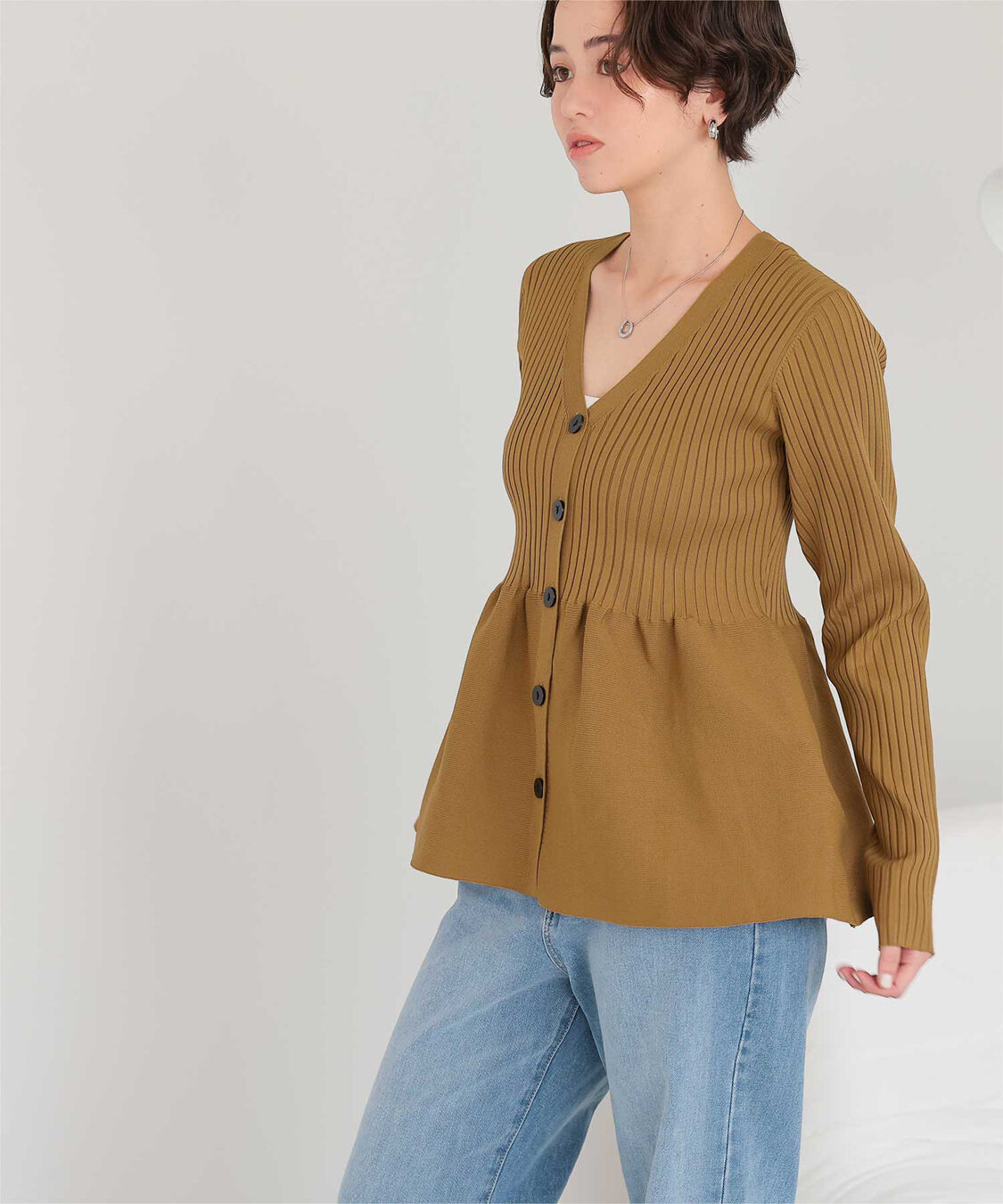 titivate「前後2wayペプラムニットトップス」|ニット・セーター|キャメル