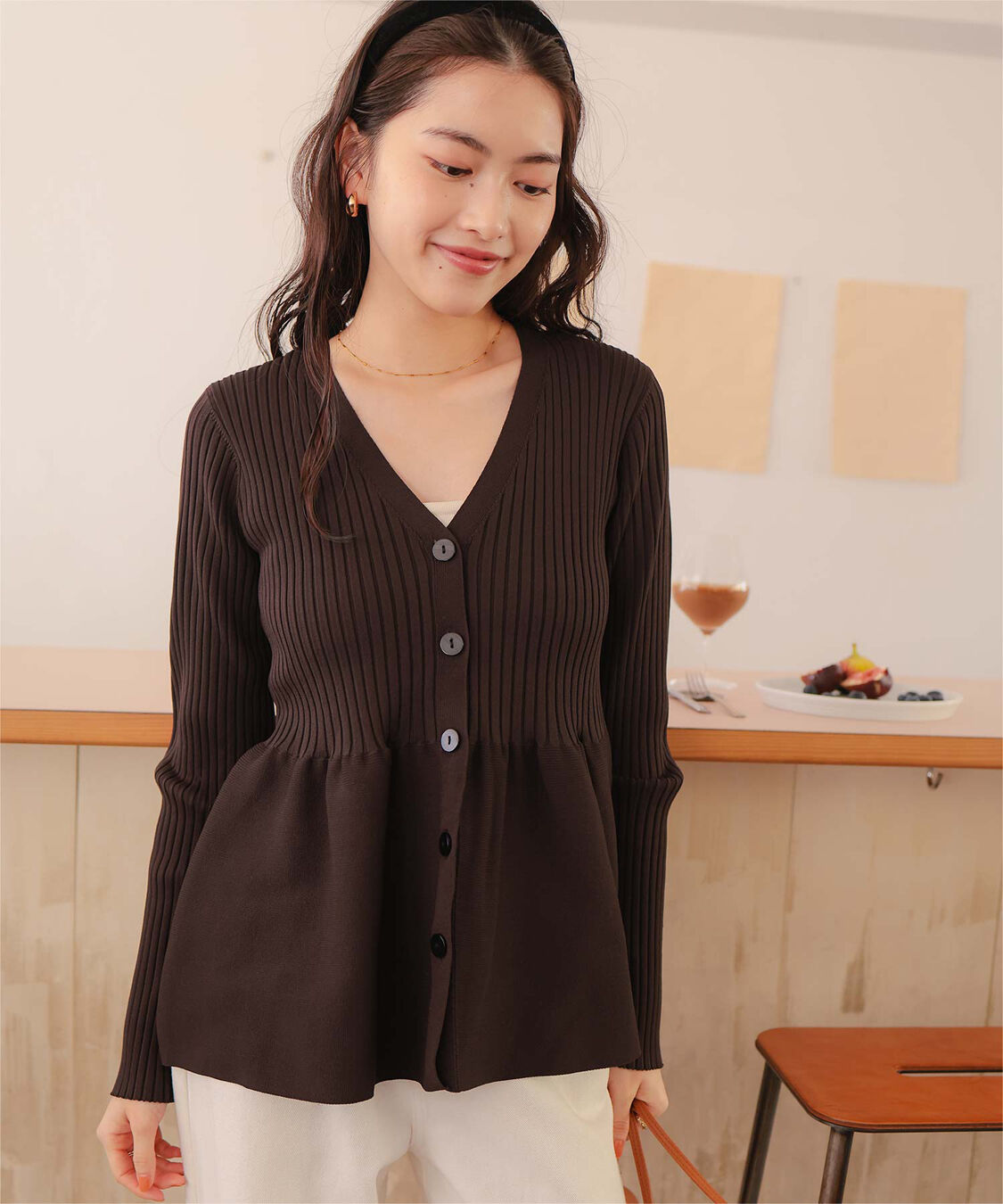 titivate「前後2wayペプラムニットトップス」|ニット・セーター|ダークブラウン