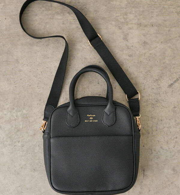  「2WAYスクエアレザーバッグ」|ショルダー・メッセンジャー|ブラック