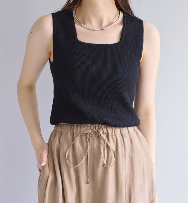  「《新色登場！/リバイバル》【Du noir】リネンタッチスクエアタンク」|ニット・セーター|