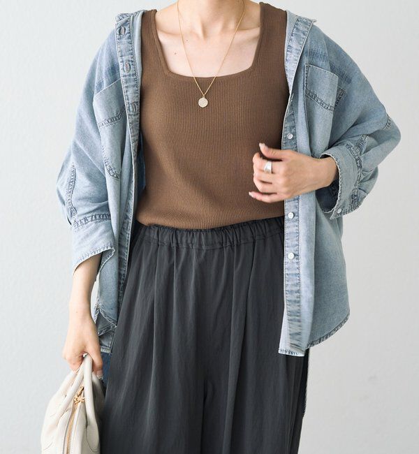  「《新色登場！/リバイバル》【Du noir】リネンタッチスクエアタンク」|ニット・セーター|