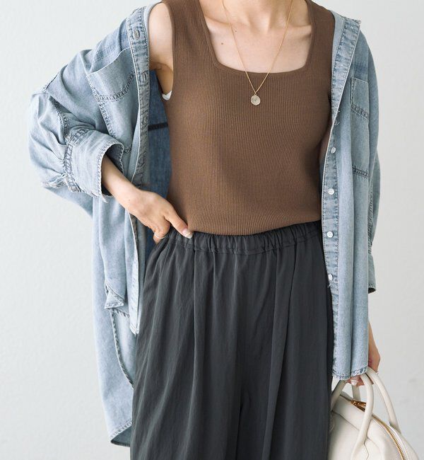  「《新色登場！/リバイバル》【Du noir】リネンタッチスクエアタンク」|ニット・セーター|