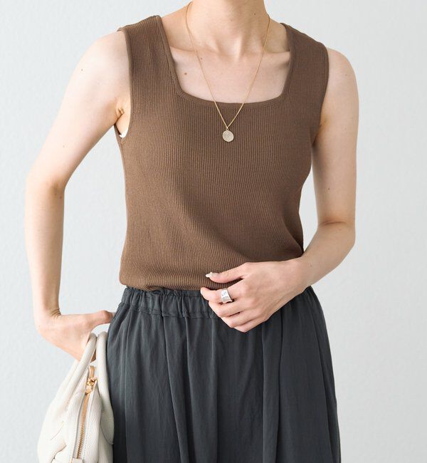  「《新色登場！/リバイバル》【Du noir】リネンタッチスクエアタンク」|ニット・セーター|