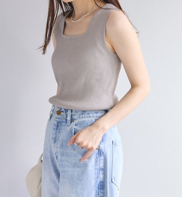  「《新色登場！/リバイバル》【Du noir】リネンタッチスクエアタンク」|ニット・セーター|