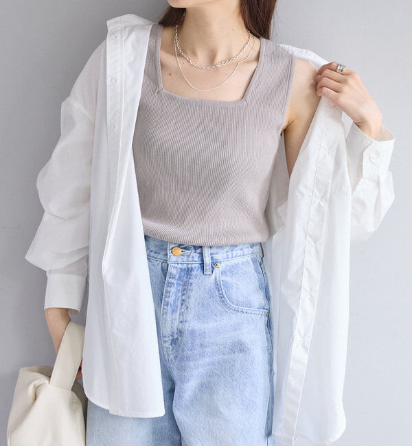  「《新色登場！/リバイバル》【Du noir】リネンタッチスクエアタンク」|ニット・セーター|