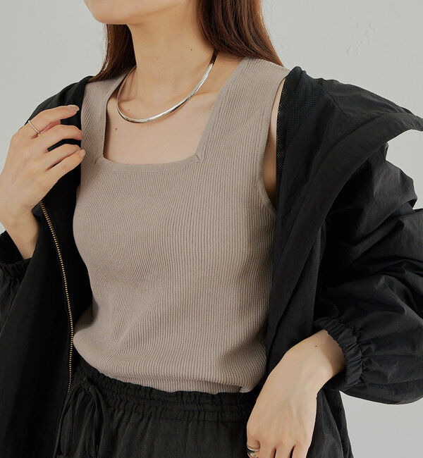  「《新色登場！/リバイバル》【Du noir】リネンタッチスクエアタンク」|ニット・セーター|