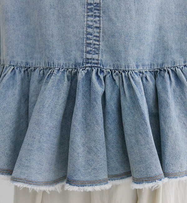  「【25th】綿麻デニムフレンチスリーブブラウス」|プルオーバー|