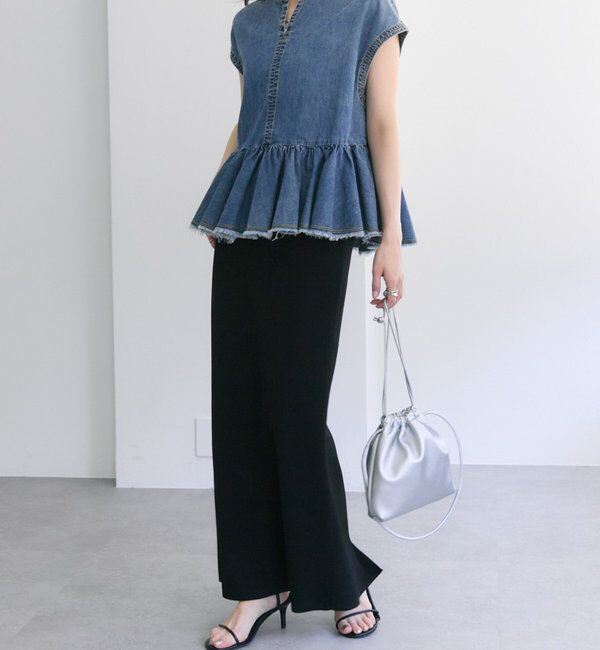  「【25th】綿麻デニムフレンチスリーブブラウス」|プルオーバー|