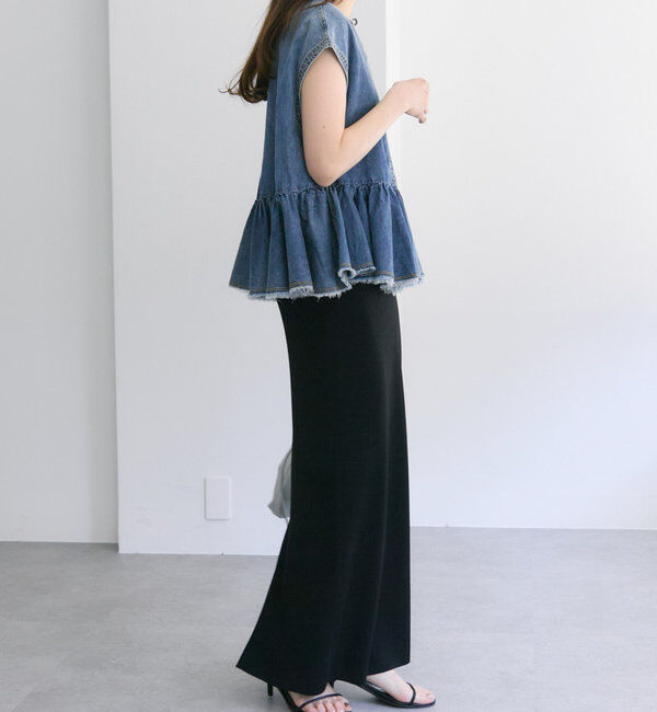  「【25th】綿麻デニムフレンチスリーブブラウス」|プルオーバー|