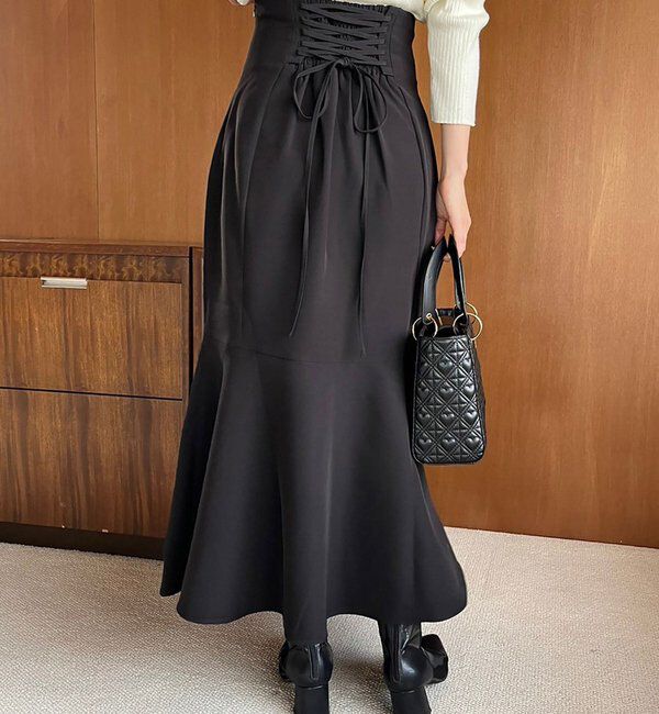  「【マイナス5キロ見え】後ろレースアップマーメイドスカート」|スカート|