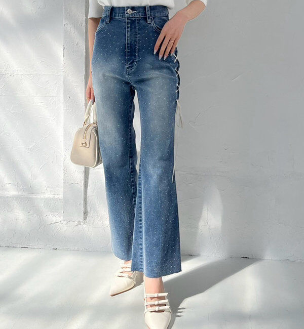  「レースアップデニムパンツ/SM展開」|その他|インディゴブルー