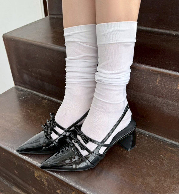  「リボン付きポインテッドストラップシューズ」|その他|