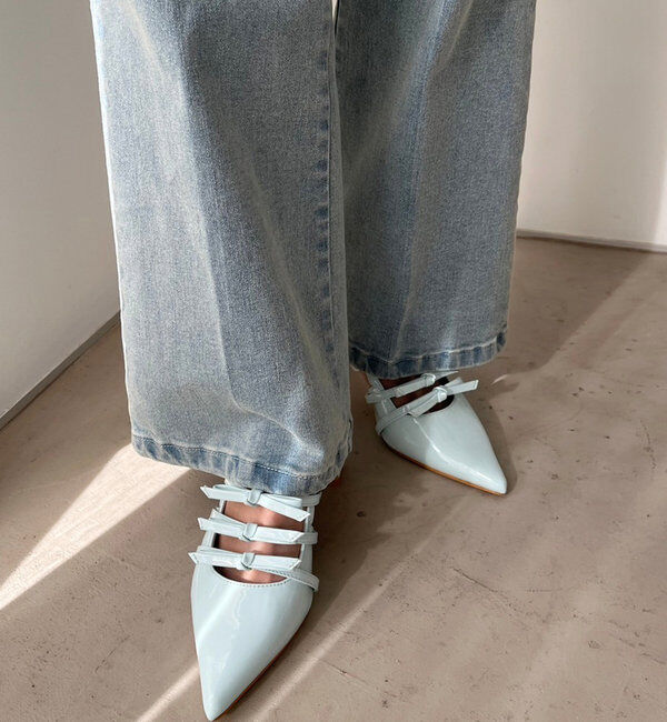  「リボン付きポインテッドストラップシューズ」|その他|