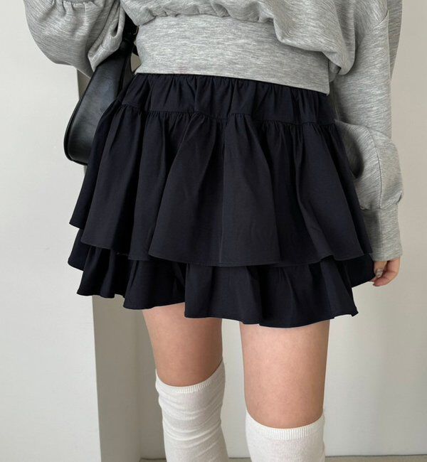  「ティアードミニスカート」|スカート|ネイビー